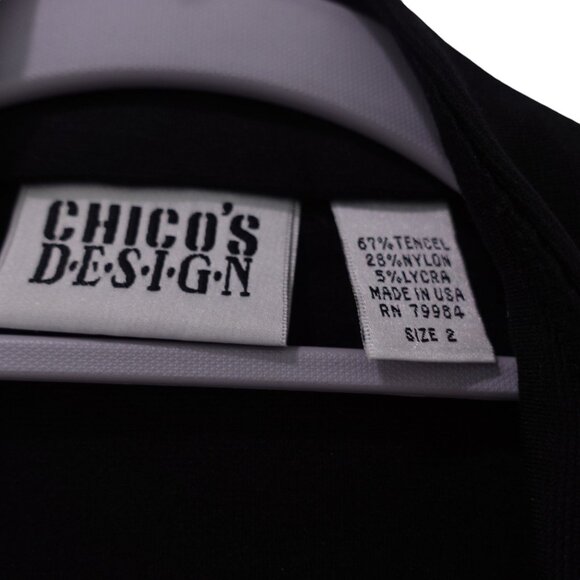Chico's Design Full Zip Sweater Size 2 Black Tencel Blend Mock Neck Long Sleeve - Picture 6 of 11